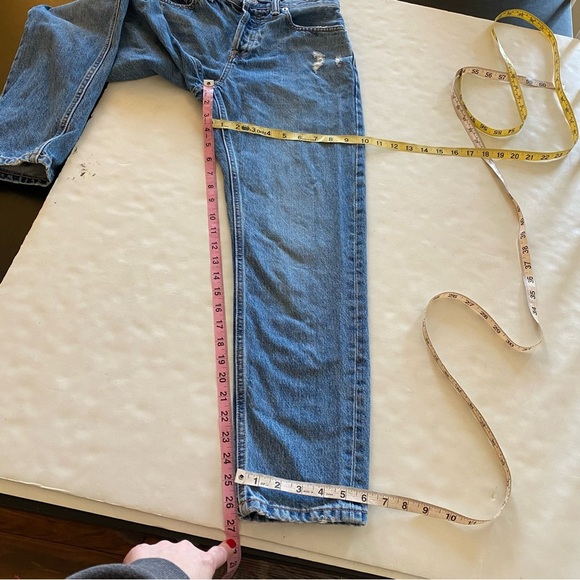 Everlane Boyfriend Jeans Womens Size 26 XS High Rise Tapered Blue Distressed - Picture 9 of 11